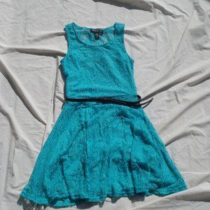 Teal lace mini summer dress